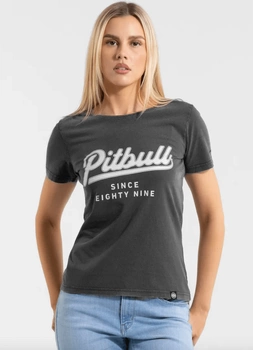 T-shirt damski PIT BULL Denim Washed ANGEL LOGO grafitowy