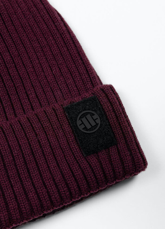 Czapka zimowa PIT BULL VELCRO LOGO bordowa