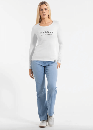 Damski Longsleeve PIT BULL Slim Fit USA CAL WMN biały