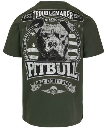 T-shirt PIT BULL TROUBLEMAKER old green