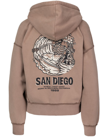 Damska bluza PIT BULL Washed LOVIA SKULL SURF WMN chocolate mousse rozpinana