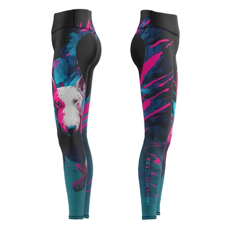 Legginsy sportowe damskie  EXTREME HOBBY VIVID BULTERIER różowy