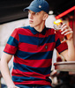 Polo PGWEAR STRIPES granatowo-bordowe