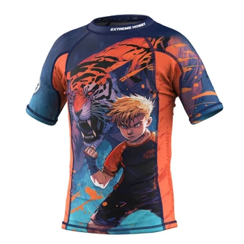 Short sleeve rashguard kids EXTREME HOBBY TIGER pomarańczowy