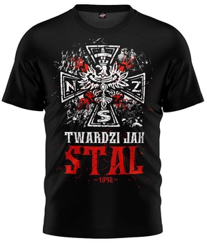 T-shirt TWARDZI JAK STAL czarny
