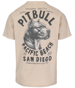 T-shirt PIT BULL Denim Washed RAW EDGE PACIFIC ultra light sand