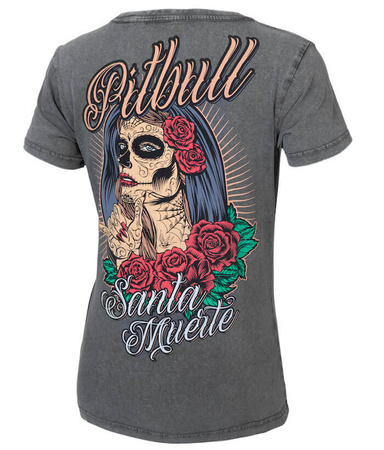 T-shirt damski PIT BULL Denim Washed SANTA MUERTE grafitowy