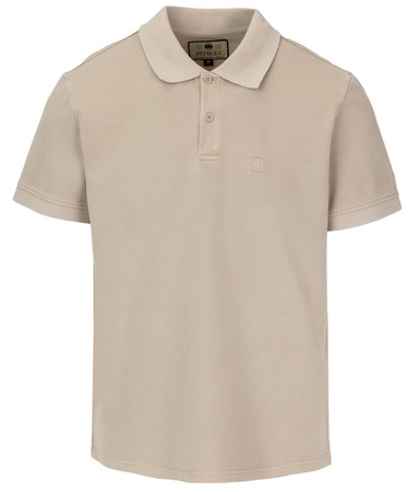 POLO PIT BULL Denim Washed Pique SMALL LOGO dark sand