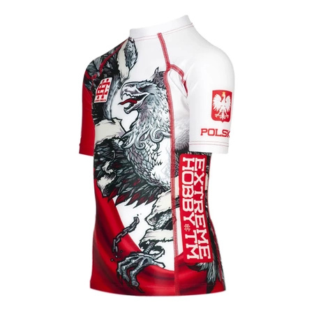 Short sleeve rashguard kids EXTREME HOBBY POLISH EAGLE biały