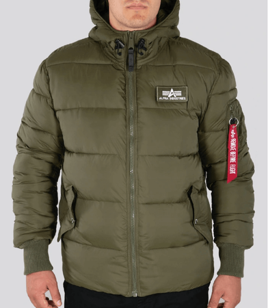 Kurtka ALPHA INDUSTRIES HOODED PUFFER FD oliwkowa (dark green) 118113 257