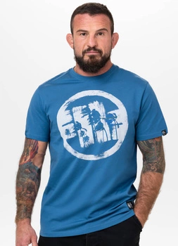 T-shirt PIT BULL LOGO PALMS niebieski (shade blue)