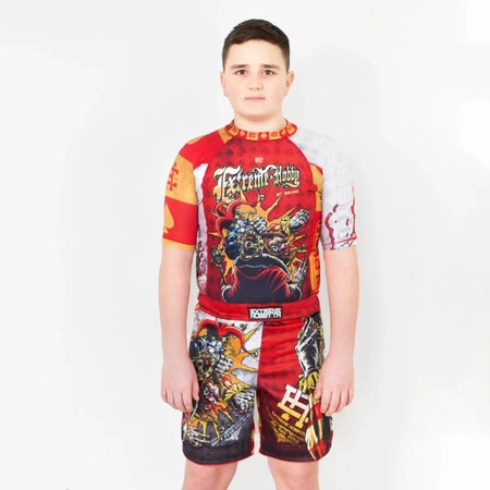 Short sleeve rashguard kids EXTREME HOBBY KILLER CARDS 2 czerwony