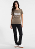 T-shirt damski PIT BULL Denim Washed ANGEL LOGO brązowy (coyote brown)