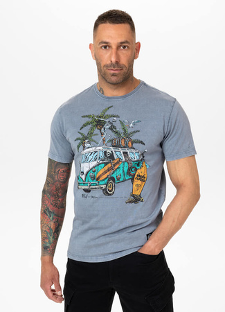 T-shirt PIT BULL Denim Washed OPEN BEACH błękitny (washed blue)