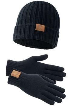 Zestaw czapka zimowa + rękawiczki LONSDALE LONDON DEAZLEY czarny