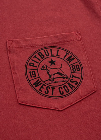 T-shirt PIT BULL Denim Washed CIRCLE DOG POCKET 190 bordowy