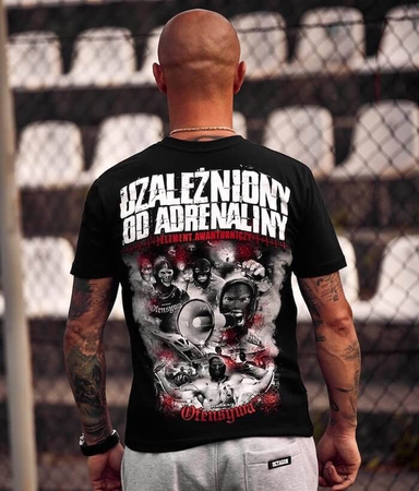 T-shirt OFENSYWA UZALEŻNIONY OD ADRENALINY czarny