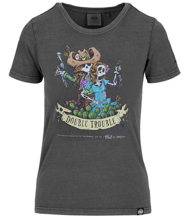 T-shirt damski PIT BULL Middle Washed DOUBLETROUBLE WMN grafitowy 