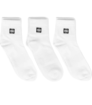 Krótkie skarpetki PIT BULL LOW ANKLE Logo białe cienkie - 3 pary