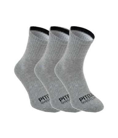 Długie skarpetki PIT BULL HIGH ANKLE TNT THIN szare cienkie - 3 pary