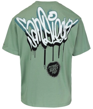 T-shirt PIT BULL Loose Fit GRAFFITI washed green