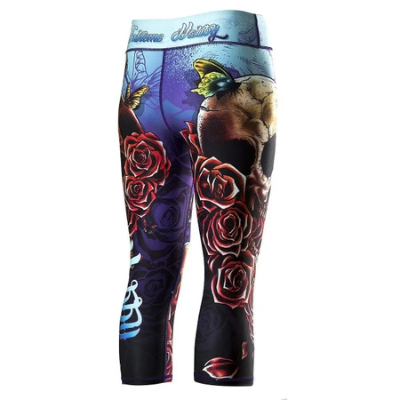 Legginsy sportowe damskie EXTREME HOBBY SKULL 2 3/4 niebieskie