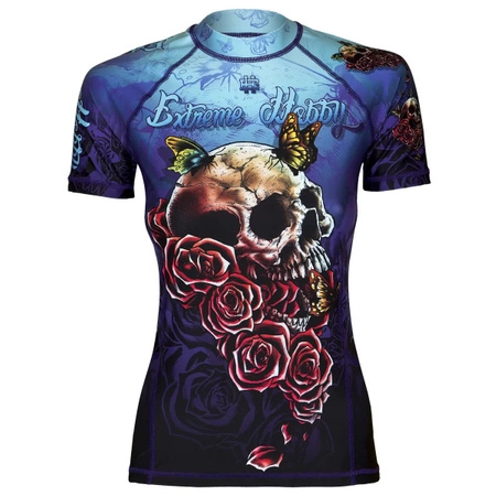 Short sleeve rashguard damski EXTREME HOBBY SKULL 2 niebieski