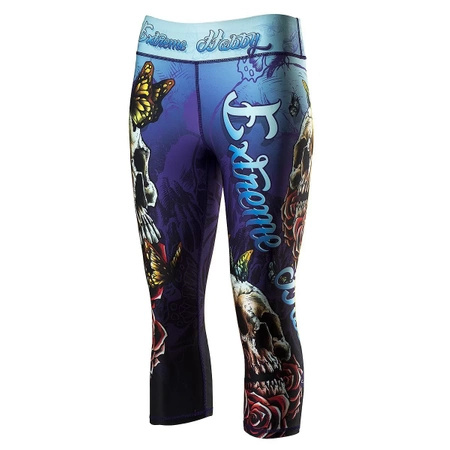 Legginsy sportowe damskie EXTREME HOBBY SKULL 2 3/4 niebieskie