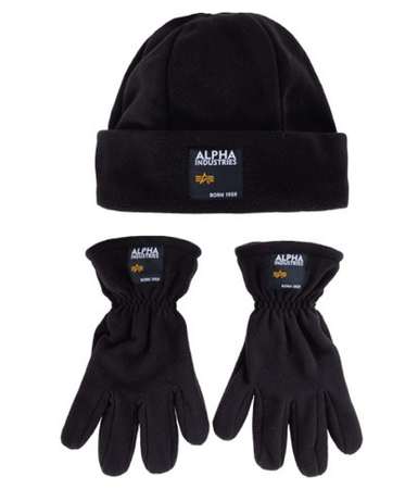 Zestaw czapka zimowa + rękawiczki ALPHA INDUSTRIES LABEL czarny 118952 03