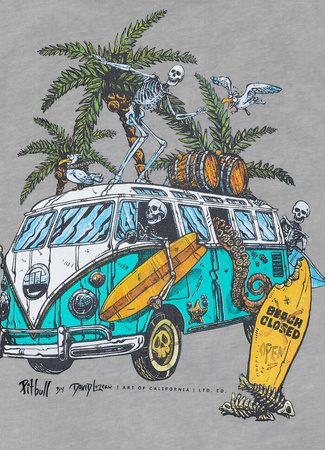 T-shirt PIT BULL Denim Washed RAW EDGE OPEN BEACH szary (grey)