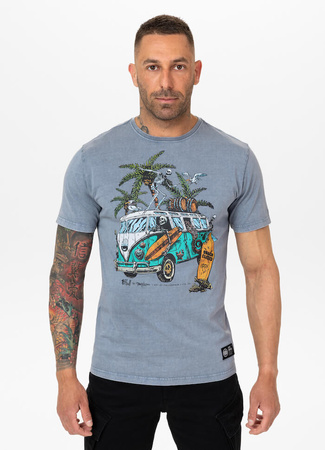 T-shirt PIT BULL Denim Washed OPEN BEACH błękitny (washed blue)