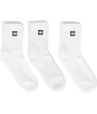 Długie skarpetki PIT BULL HIGH ANKLE LOGO białe grube - 3 pary