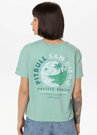 T-shirt damski PIT BULL Oversize PLANET SURF light mint