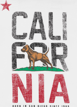 T-shirt PIT BULL CALIFORNIA biały