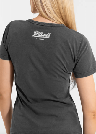 T-shirt damski PIT BULL Denim Washed ANGEL LOGO grafitowy