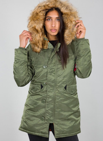 Damska kurtka ALPHA INDUSTRIES N3B VF 59 WMN oliwkowa (sage green) 113007 01