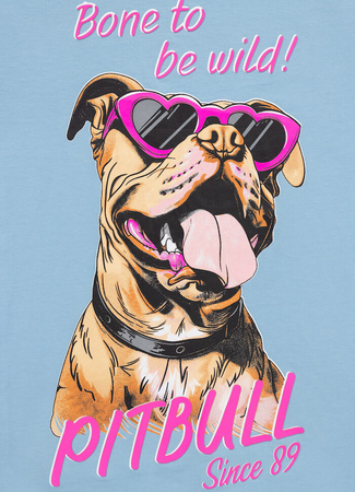 T-shirt damski PIT BULL SUNGLASSES DOG WMN błękitny (light blue)