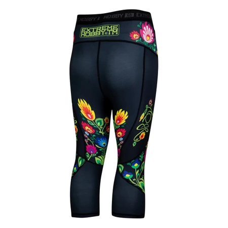 Legginsy sportowe damskie EXTREME HOBBY FOLK 3/4 czarny