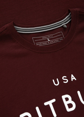 T-shirt PIT BULL Garment Washed USA CAL dark burgundy