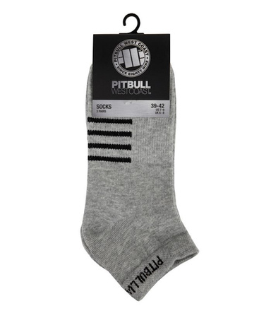 Krótkie skarpetki PIT BULL LOWANKLE THIN szare - 3 pary