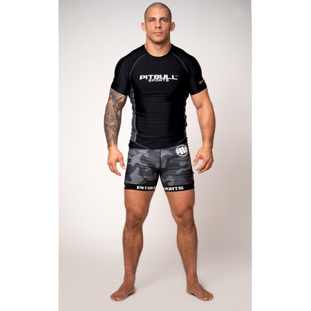 Rashguard PIT BULL COMPRESSION czarny krótki rękaw