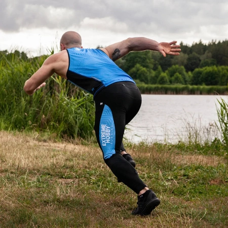 Legginsy biegowe męskie EXTREME HOBBY CALEIDOSCOPE niebieski