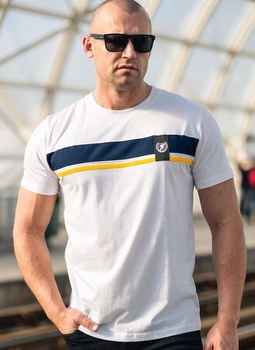 T-shirt PGWEAR CLUB biało-granatowo-żółty
