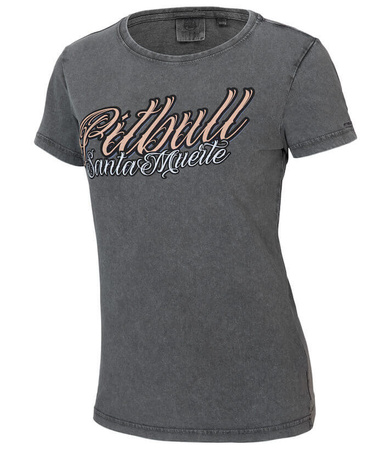 T-shirt damski PIT BULL Denim Washed SANTA MUERTE grafitowy