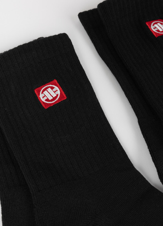 Długie skarpetki PIT BULL HIGH ANKLE  LOGO czarne cienkie - 3 pary
