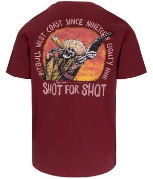 T-shirt PIT BULL SHOT FOR SHOT bordowa