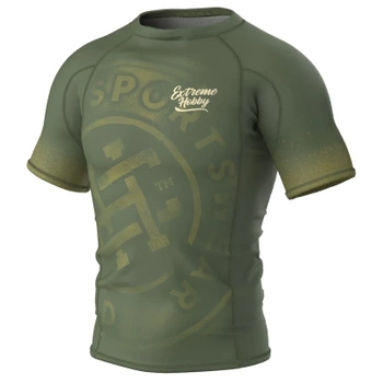 Short sleeve rashguard EXTREME HOBBY BADGE khaki
