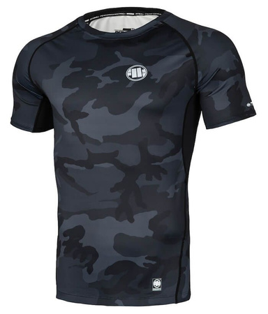 Rashguard PIT BULL ALL BLACK CAMO SMALL LOGO krótki rękaw