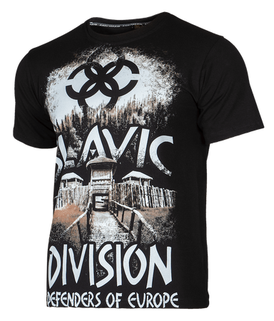 T-shirt SLAVIC DIVISION DEFENDERS OF EUROPE czarny