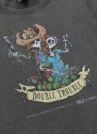 T-shirt damski PIT BULL Middle Washed DOUBLETROUBLE WMN grafitowy 